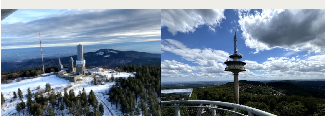 Sendeturm auf dem Großen Feldberg im Winter und im Sommer